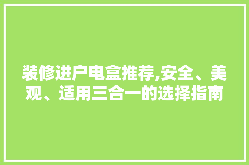 装修进户电盒推荐,安全、美观、适用三合一的选择指南 装修进户电盒推荐,安全、美观、适用三合一的选择指南 MI家装修攻略