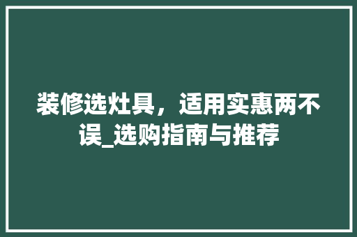 装修选灶具，适用实惠两不误_选购指南与推荐 装修选灶具，适用实惠两不误_选购指南与推荐 MI家公司推荐