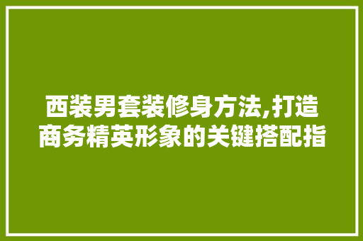 西装男套装修身方法,打造商务精英形象的关键搭配指南 西装男套装修身方法,打造商务精英形象的关键搭配指南 MI家设计指南