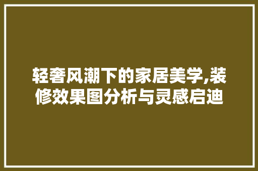 轻奢风潮下的家居美学,装修效果图分析与灵感启迪(家装效果图 轻奢)