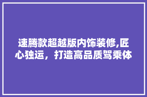 速腾款超越版内饰装修,匠心独运，打造高品质驾乘体验 速腾款超越版内饰装修,匠心独运，打造高品质驾乘体验 MI家公司推荐