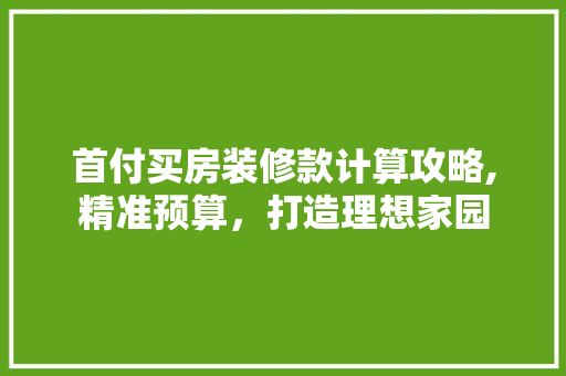 首付买房装修款计算攻略,精准预算，打造理想家园 首付买房装修款计算攻略,精准预算，打造理想家园 MI家公司推荐