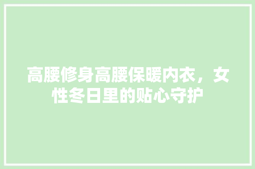 高腰修身高腰保暖内衣，女性冬日里的贴心守护 高腰修身高腰保暖内衣，女性冬日里的贴心守护 MI家公司推荐