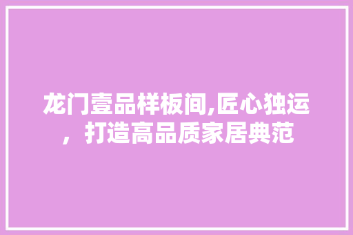 龙门壹品样板间,匠心独运，打造高品质家居典范