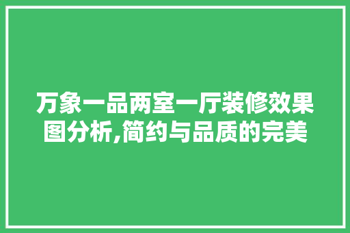 万象一品两室一厅装修效果图分析,简约与品质的完美融合 万象一品两室一厅装修效果图分析,简约与品质的完美融合 MI家装修攻略