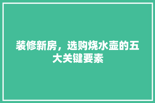 装修新房，选购烧水壶的五大关键要素 装修新房，选购烧水壶的五大关键要素 MI家公司推荐