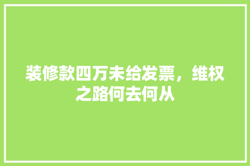 装修款四万未给发票，维权之路何去何从