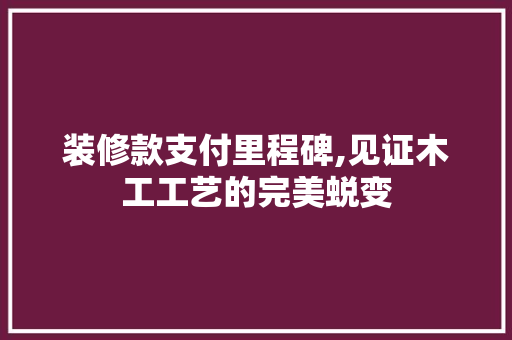 装修款支付里程碑,见证木工工艺的完美蜕变(装修木工结束付款的标准是什么)
