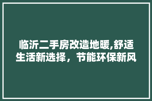 临沂二手房改造地暖,舒适生活新选择，节能环保新风尚(临沂改地暖多少钱一平方)