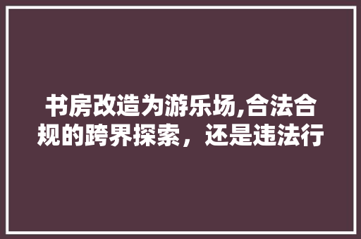书房改造为游乐场,合法合规的跨界探索，还是违法行为的边界模糊