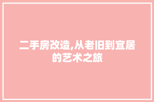 二手房改造,从老旧到宜居的艺术之旅(二手房简单改造)