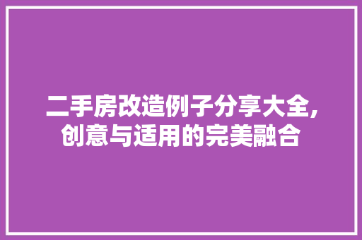 二手房改造例子分享大全,创意与适用的完美融合(二手房改造案例)