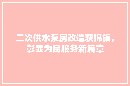 二次供水泵房改造获锦旗，彰显为民服务新篇章