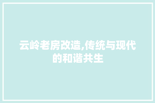 云岭老房改造,传统与现代的和谐共生