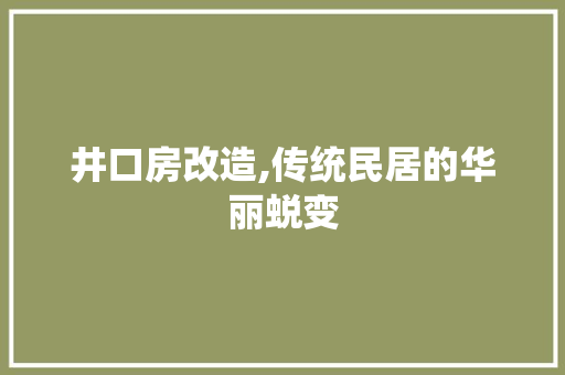 井口房改造,传统民居的华丽蜕变