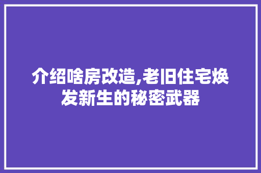 介绍啥房改造,老旧住宅焕发新生的秘密武器