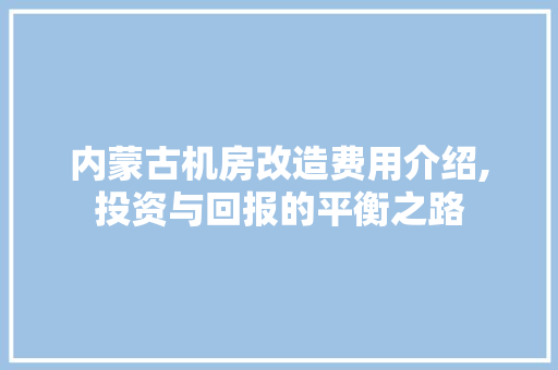 内蒙古机房改造费用介绍,投资与回报的平衡之路