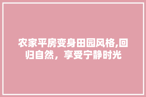 农家平房变身田园风格,回归自然，享受宁静时光