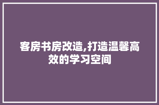 客房书房改造,打造温馨高效的学习空间