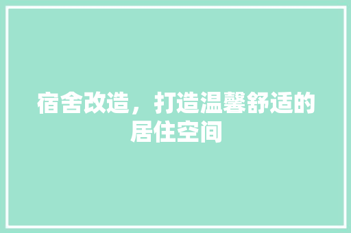 宿舍改造，打造温馨舒适的居住空间(宿舍改造,打造温馨舒适的居住空间英语)