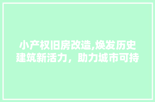 小产权旧房改造,焕发历史建筑新活力，助力城市可持续发展(小产权房旧改怎么赔偿)