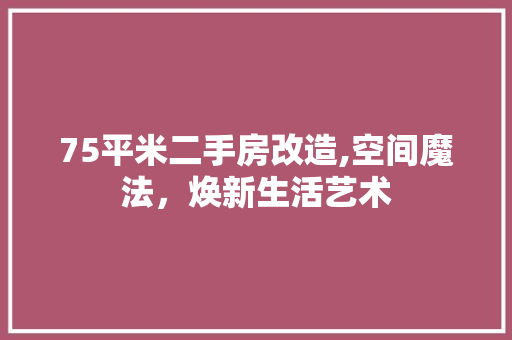 75平米二手房改造,空间魔法，焕新生活艺术(七十平二手房改造大概多少钱)