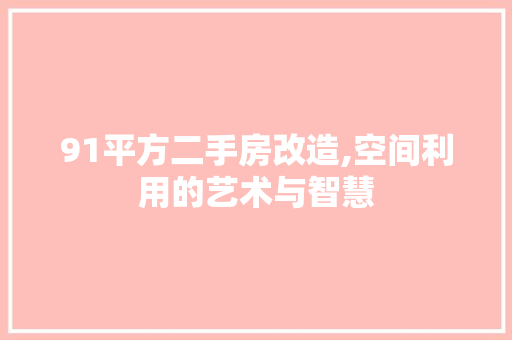 91平方二手房改造,空间利用的艺术与智慧(90平二手房改造费用)