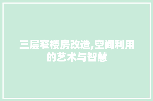 三层窄楼房改造,空间利用的艺术与智慧