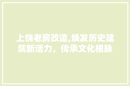 上饶老房改造,焕发历史建筑新活力，传承文化根脉(上饶旧房改造)