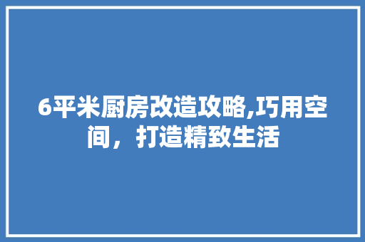 6平米厨房改造攻略,巧用空间，打造精致生活 MI家公司推荐