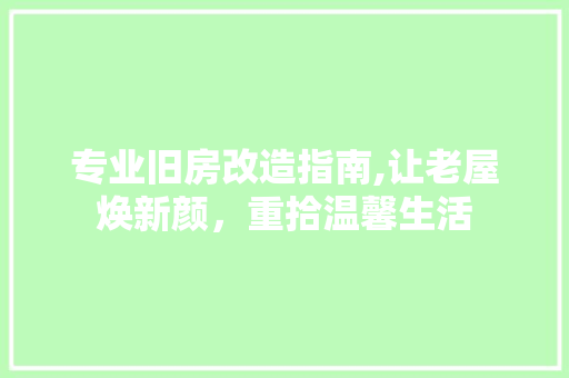 专业旧房改造指南,让老屋焕新颜，重拾温馨生活(专注旧房改造)