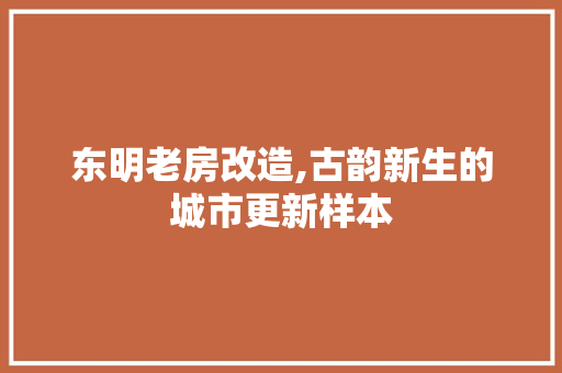 东明老房改造,古韵新生的城市更新样本(东明县老旧小区改造名单)