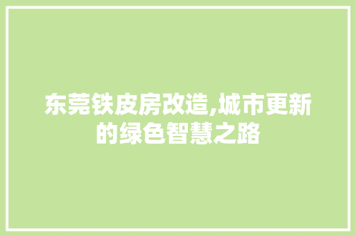 东莞铁皮房改造,城市更新的绿色智慧之路(东莞铁皮房算不算违建)
