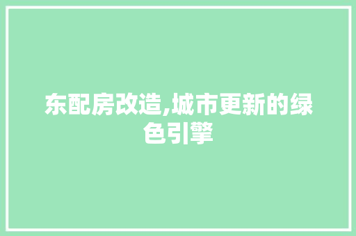 东配房改造,城市更新的绿色引擎(东配楼是什么意思)