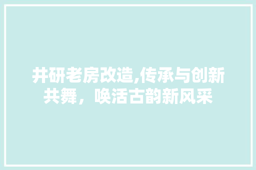井研老房改造,传承与创新共舞，唤活古韵新风采(2021年井研县棚户区项目)