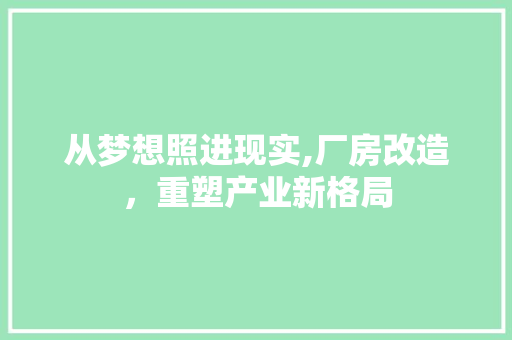 从梦想照进现实,厂房改造，重塑产业新格局(厂房改造思路)