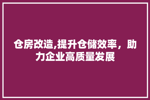 仓房改造,提升仓储效率，助力企业高质量发展