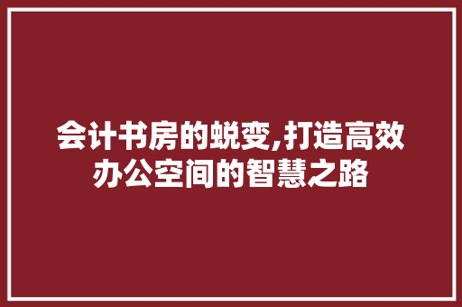 会计书房的蜕变,打造高效办公空间的智慧之路(会计室布局)