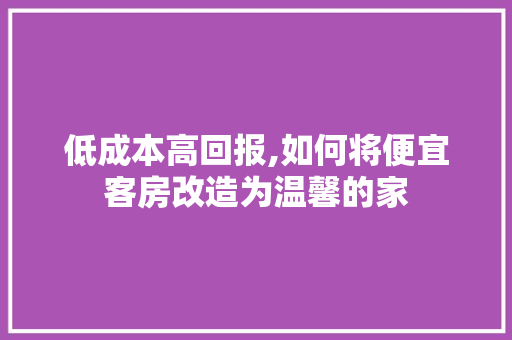 低成本高回报,如何将便宜客房改造为温馨的家(客房改造方案)