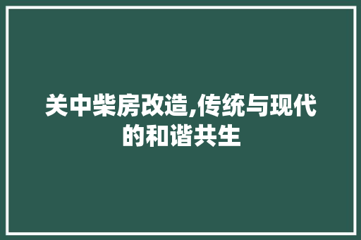 关中柴房改造,传统与现代的和谐共生
