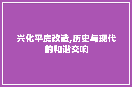 兴化平房改造,历史与现代的和谐交响(兴化平房出售)