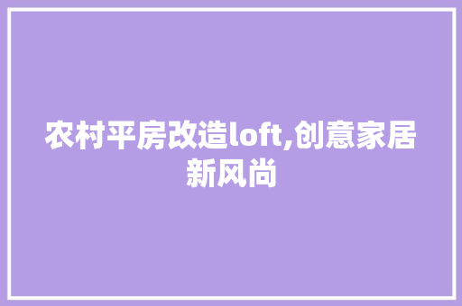 农村平房改造loft,创意家居新风尚