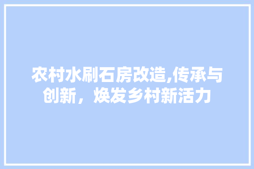农村水刷石房改造,传承与创新,焕发乡村新活力 农村水刷石房改造,传承与创新,焕发乡村新活力