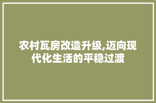 农村瓦房改造升级,迈向现代化生活的平稳过渡 农村瓦房改造升级,迈向现代化生活的平稳过渡