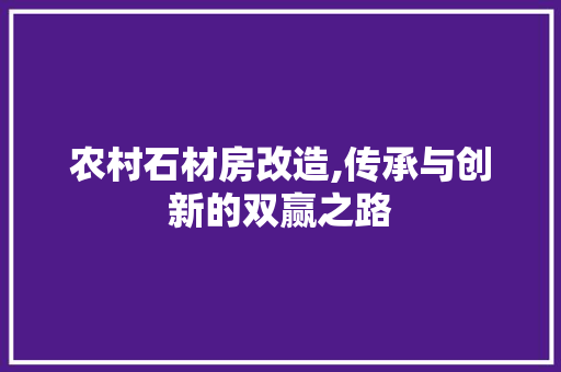 农村石材房改造,传承与创新的双赢之路