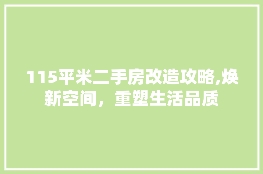 115平米二手房改造攻略,焕新空间，重塑生活品质(51平二手房改造多少钱)