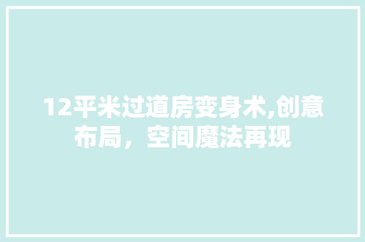 12平米过道房变身术,创意布局，空间魔法再现