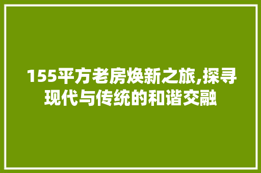 155平方老房焕新之旅,探寻现代与传统的和谐交融