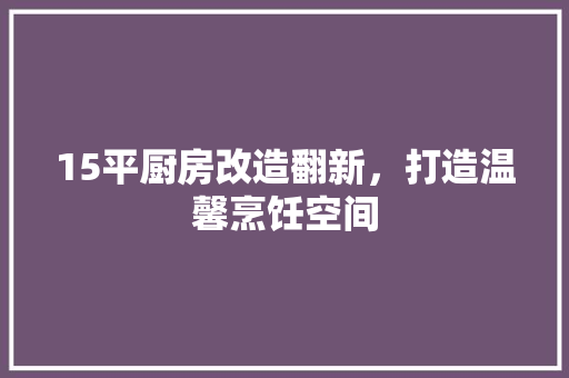 15平厨房改造翻新，打造温馨烹饪空间(15平厨房改造翻新,打造温馨烹饪空间)