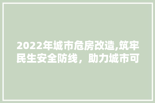 2022年城市危房改造,筑牢民生安全防线，助力城市可持续发展(2021年城市危房改造有没有新政出台!)